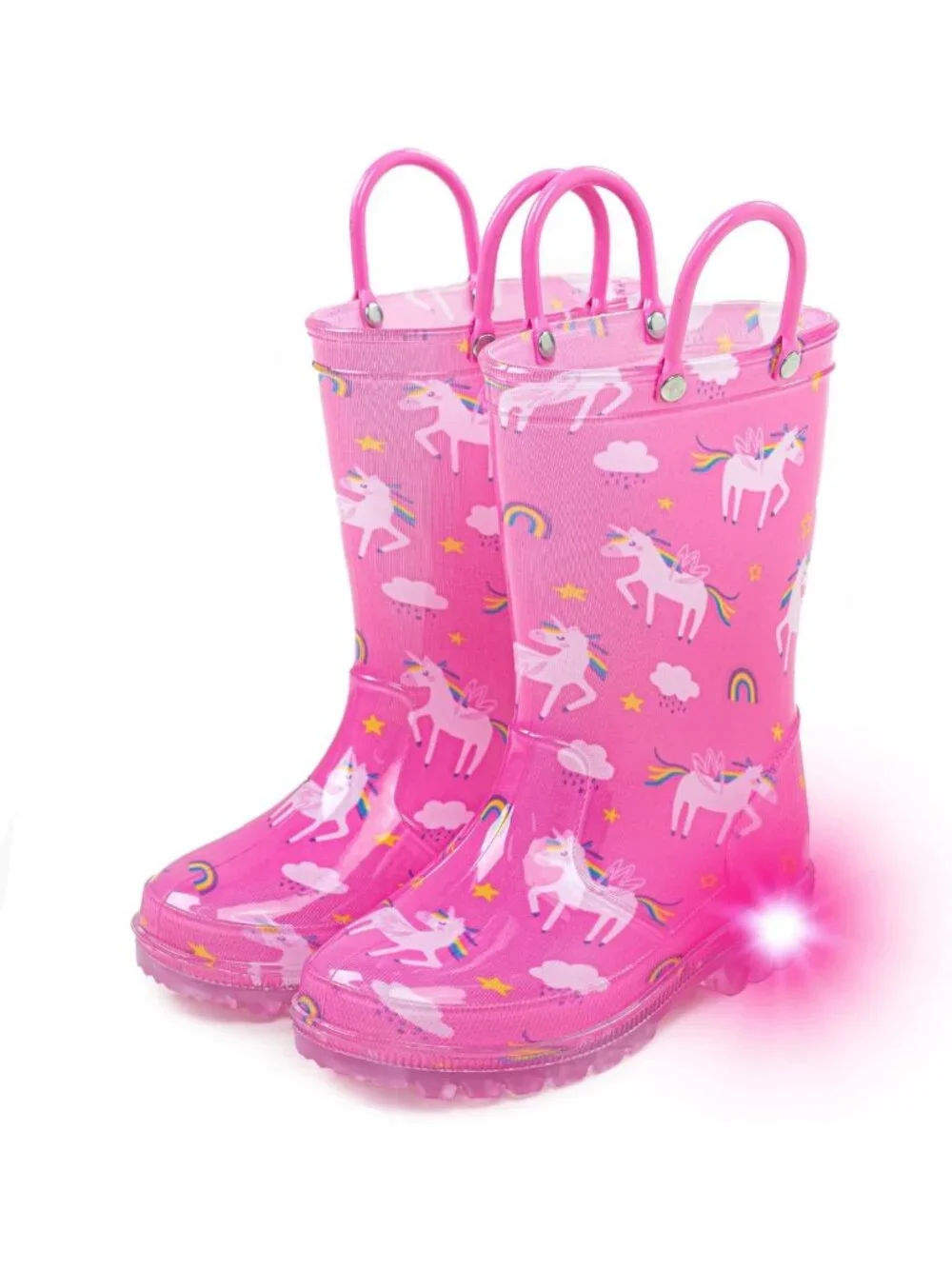 Waterproof Toddler Rain Boots for Kids - Fun Patterns & Easy-On Handles